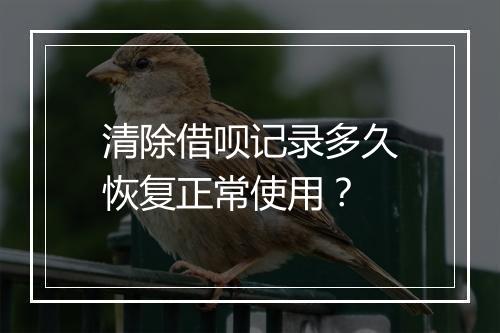 清除借呗记录多久恢复正常使用？