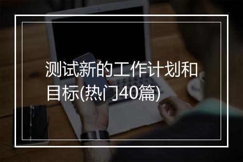 测试新的工作计划和目标(热门40篇)