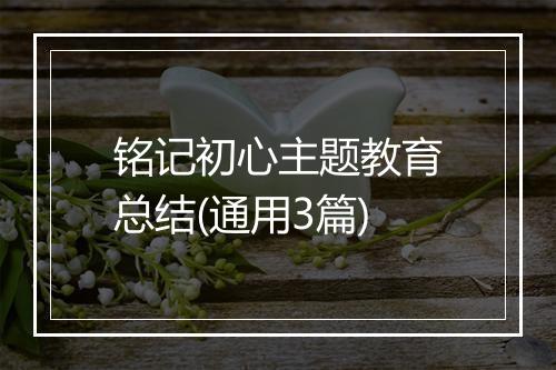 铭记初心主题教育总结(通用3篇)