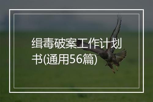 缉毒破案工作计划书(通用56篇)