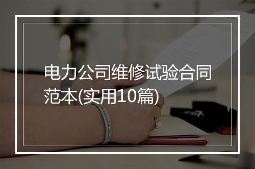 电力公司维修试验合同范本(实用10篇)