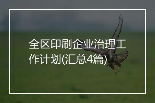 全区印刷企业治理工作计划(汇总4篇)