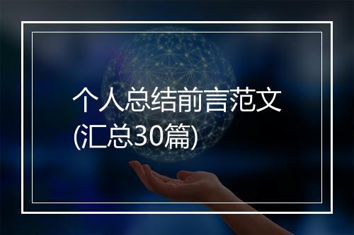 个人总结前言范文(汇总30篇)