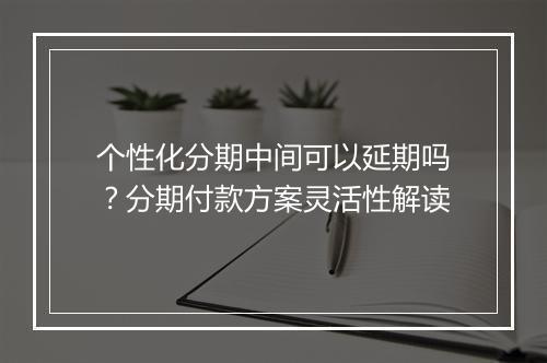 个性化分期中间可以延期吗？分期付款方案灵活性解读