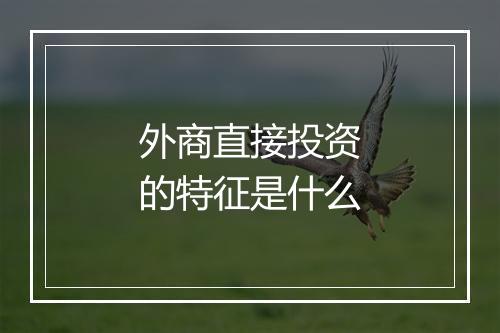 外商直接投资的特征是什么