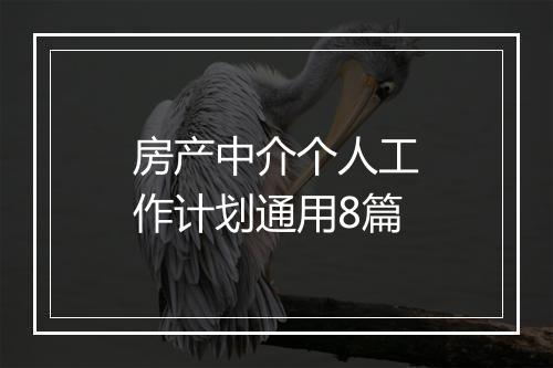 房产中介个人工作计划通用8篇