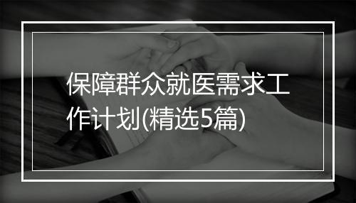 保障群众就医需求工作计划(精选5篇)