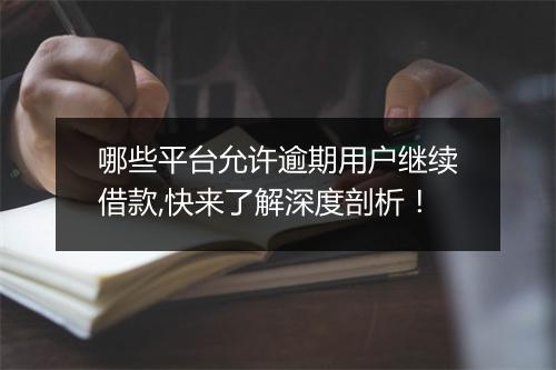 哪些平台允许逾期用户继续借款,快来了解深度剖析！