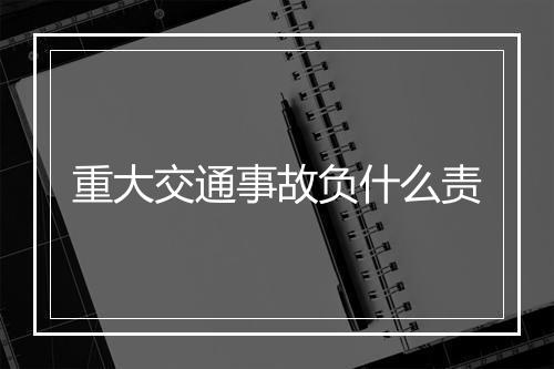 重大交通事故负什么责