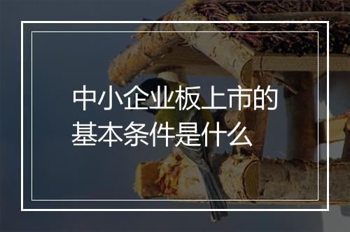 中小企业板上市的基本条件是什么