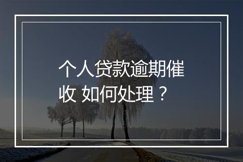 个人贷款逾期催收 如何处理？