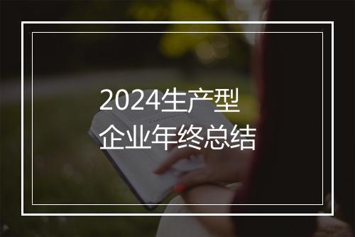 2024生产型企业年终总结