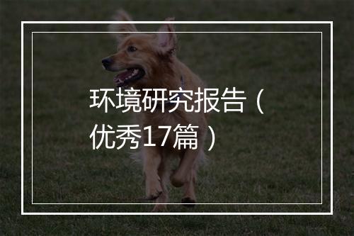 环境研究报告（优秀17篇）