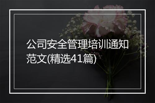 公司安全管理培训通知范文(精选41篇)