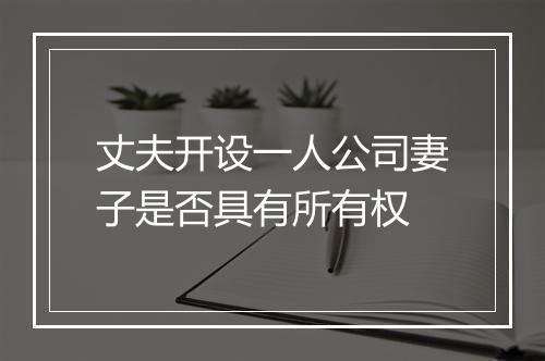 丈夫开设一人公司妻子是否具有所有权