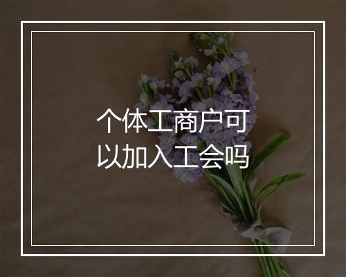 个体工商户可以加入工会吗