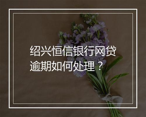 绍兴恒信银行网贷逾期如何处理？