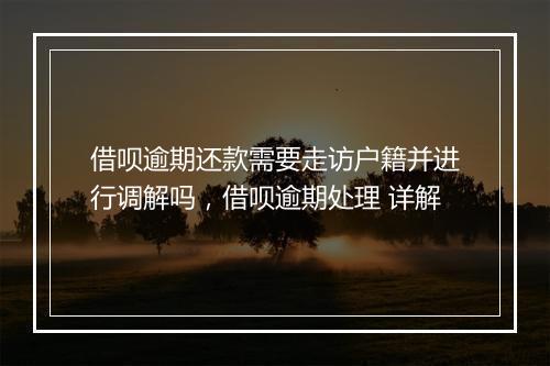 借呗逾期还款需要走访户籍并进行调解吗，借呗逾期处理 详解