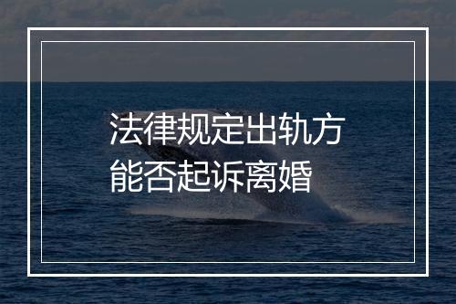 法律规定出轨方能否起诉离婚