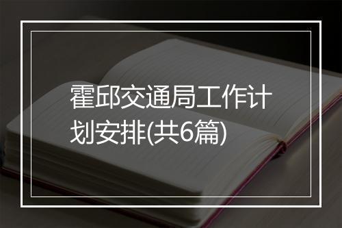 霍邱交通局工作计划安排(共6篇)