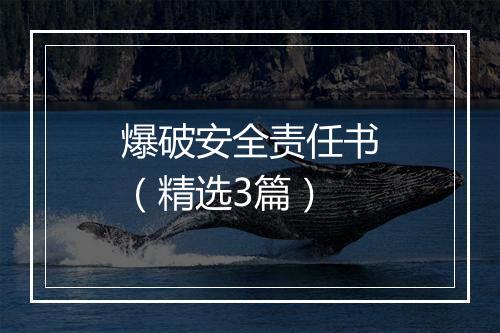 爆破安全责任书（精选3篇）