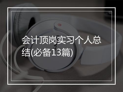 会计顶岗实习个人总结(必备13篇)