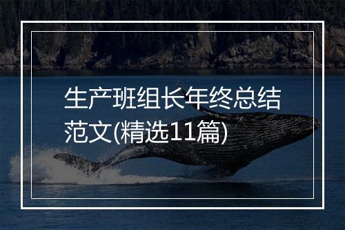 生产班组长年终总结范文(精选11篇)