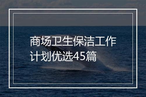 商场卫生保洁工作计划优选45篇