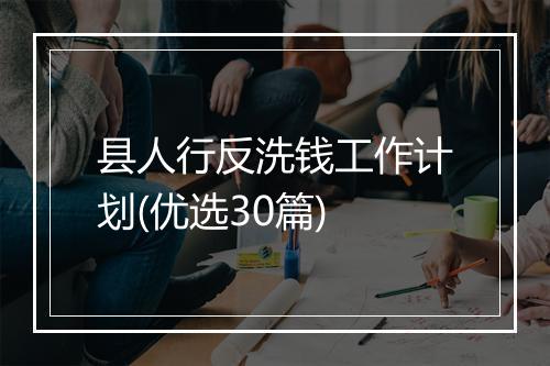 县人行反洗钱工作计划(优选30篇)