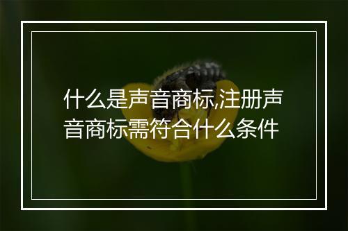 什么是声音商标,注册声音商标需符合什么条件