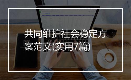 共同维护社会稳定方案范文(实用7篇)