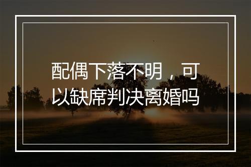 配偶下落不明，可以缺席判决离婚吗