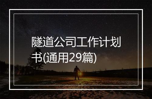 隧道公司工作计划书(通用29篇)