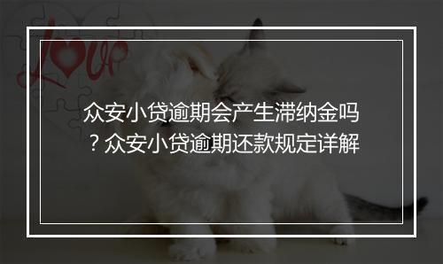 众安小贷逾期会产生滞纳金吗？众安小贷逾期还款规定详解
