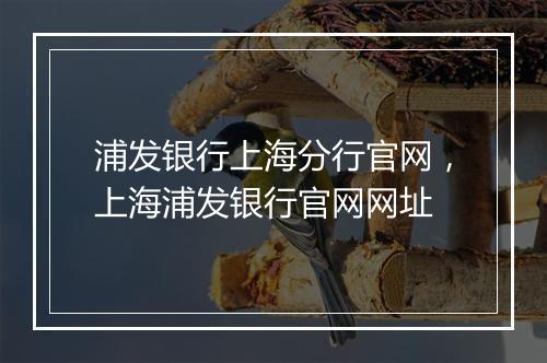 浦发银行上海分行官网，上海浦发银行官网网址
