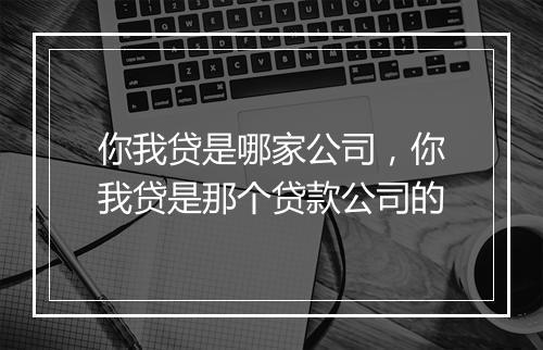 你我贷是哪家公司，你我贷是那个贷款公司的