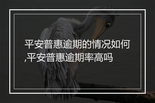 平安普惠逾期的情况如何,平安普惠逾期率高吗