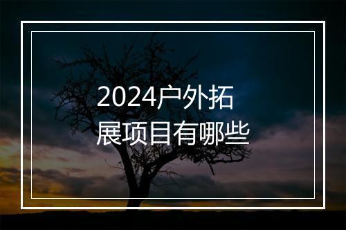 2024户外拓展项目有哪些