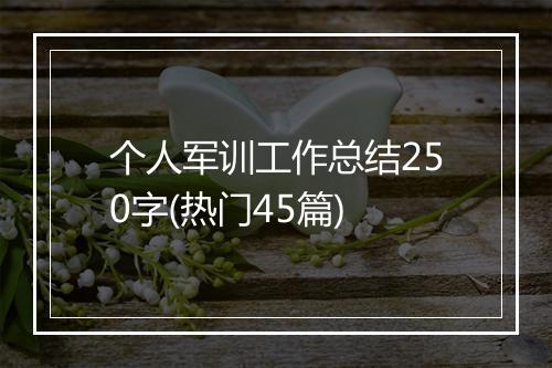个人军训工作总结250字(热门45篇)