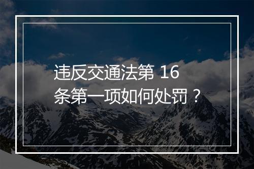 违反交通法第 16 条第一项如何处罚？