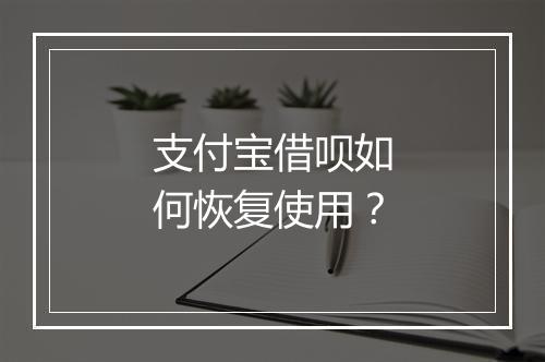 支付宝借呗如何恢复使用？
