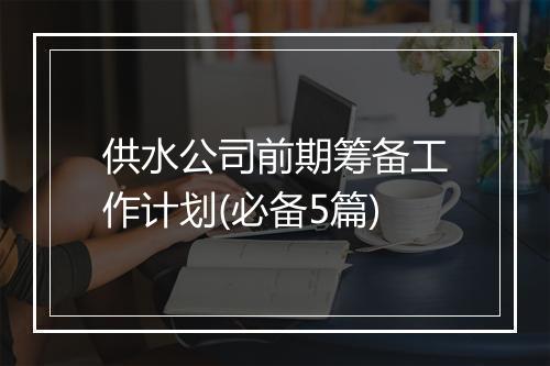 供水公司前期筹备工作计划(必备5篇)