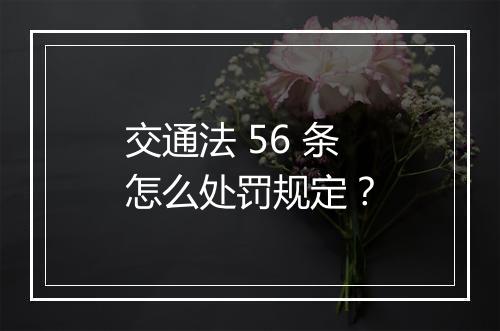 交通法 56 条怎么处罚规定？