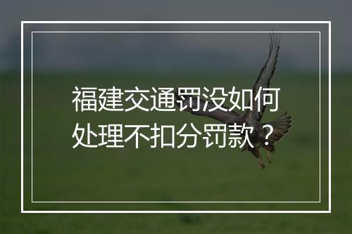 福建交通罚没如何处理不扣分罚款？