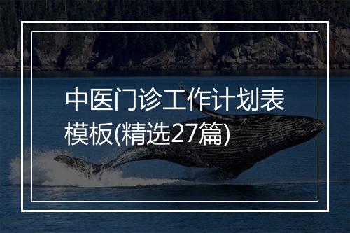 中医门诊工作计划表模板(精选27篇)