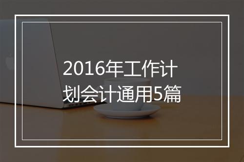 2016年工作计划会计通用5篇