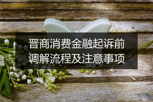 晋商消费金融起诉前调解流程及注意事项