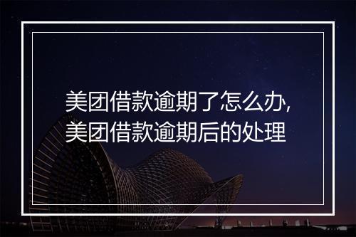 美团借款逾期了怎么办,美团借款逾期后的处理