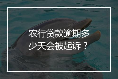 农行贷款逾期多少天会被起诉？