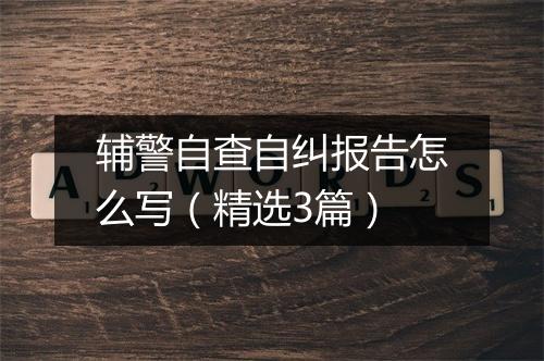 辅警自查自纠报告怎么写（精选3篇）